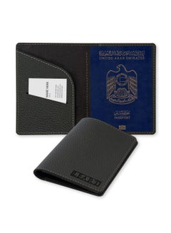 اشتري حامل جواز سفر جلد (أسود) في الامارات