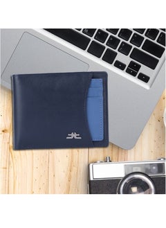 Buy Laveri Genuine Leather Designer Wallet With RFID Protection Blue And Navy Blue in UAE