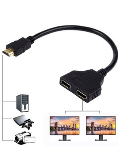 اشتري HDMI Splitter Adapter Cable Hdmi Male to Dual HDMI Female 1 To 2 Way HDMI Splitter Adapter Cable for HDMI Hd, Led, Lcd, Tv, Can Watch Two Screens at the Same Time في السعودية