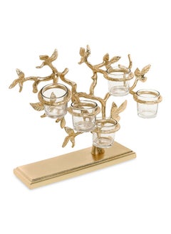 اشتري Mural 5-Tealight Holder, Gold - 35x30 cm في الامارات