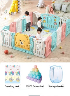 Buy Baby Playpen, Foldable Babies Playards for Toddlers with Gate and Game Board, Safety Infant Activity Center, Sturdy Play Area, Macaron Colors and Patterns, Perfect Child's Gift,16 Panel in UAE