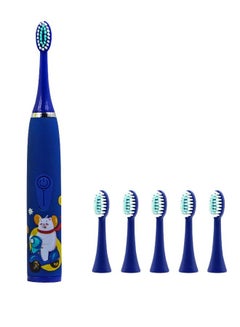 Buy Ultrasonic Electric Children's Toothbrush Super Soft Waterproof Teeth Cleaning Artifact USB Charging (6 Heads) in UAE