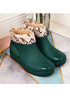 اشتري Wholesale spring and autumn Japanese fashion rain shoes adult short tube water shoes non-slip wear-resistant womens boots warm outer wear water boots overshoesDark Green + cotton sleeve Dark Green + cotton sleeve في السعودية