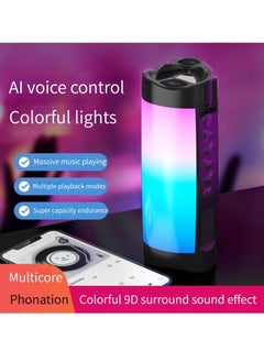 اشتري Smart 3D Surround Wireless Color Light Bluetooth Audio Home Outdoor Color Light Portable Handheld Speaker Black في السعودية