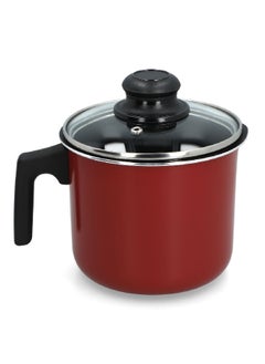 Buy Durable Aluminium Non-Stick Milk Pot with Lid Red and Black 12.5 x 14 x 14 cm HMSP-03-R in Saudi Arabia