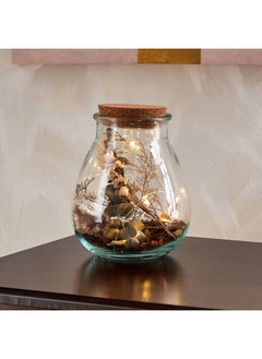 Buy Live Clear Glass Miniblob With Dried Flowers And Cork 14 x 18.5 x 14 cm in Saudi Arabia