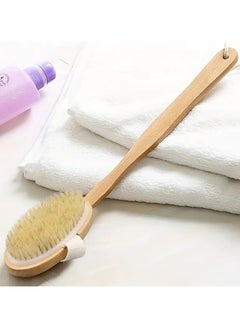 Buy Wooden Long Handle Body Rubbing Shower Brushes Detachable Handle Dry And Wet Body Massage Exfoliating Tool, Wooden Long Handle Easy Back Friction, Body Bath Dry Brush in UAE