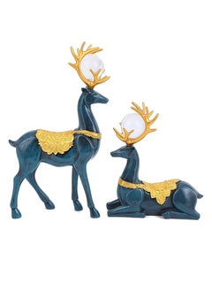 اشتري Campus Interiors 2 Styles 3D Geometric Reindeer Statues Deers Sculptures with Antlers Figurine Decoration Home Office Table Ornament في الامارات