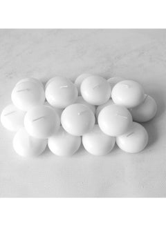 اشتري Set of 20 White Floating Candles , 5x3cm , Unscented & Dripless Dinner Candles for Decor, Events , Natural Wax with Cotton Wicks , 5-6 Hours Burn Time في الامارات