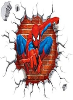 اشتري DIY Removable Spiderman 3D Cracked Children Themed Art Boy Room Wall Sticker Home Decal (45X50CM) في مصر