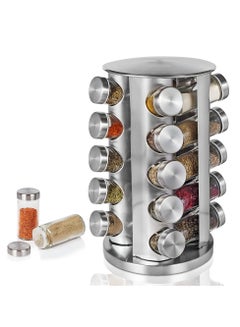 Buy Stainless Steel Revolving Spice Rack Set with 20 Spice Jars Spice Rack Tower Organizer for Countertop or Cabinet Standing Seasoning Tower for Kitchen 360° Rotating Spice Carousel (20 JARS) in UAE