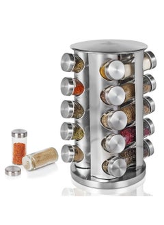 Buy Stainless Steel Revolving Spice Rack Set with 20 Spice Jars Spice Rack Tower Organizer for Countertop or Cabinet Standing Seasoning Tower for Kitchen 360° Rotating Spice Carousel (20 JARS) in UAE