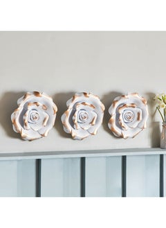 Buy Mirage 3-Piece Flower Wall Decor Set 25 x 6.5 x 25 cm in Saudi Arabia