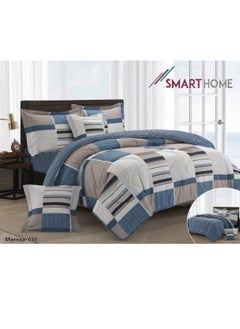 Buy 100% Microfiber Single Bed Mattress, Geometric Design Bed Cover, Reversible, Set of 4, Size 230X170cm in Saudi Arabia