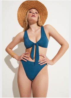 Buy Tie Detail High Leg Bikini And Bottom Set in UAE