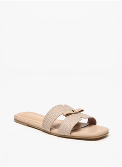 اشتري Monogram Print Slip-On Sandals with Bow Applique في السعودية