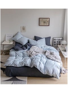 Buy Single Size Bedsheet 4pcs One Set High Quality Bedding Set Bedding Cover Single Size Grey & Off White in UAE