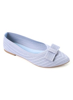 اشتري Stitching Details & Front Bow Slip On Flats - Sky Blue في مصر