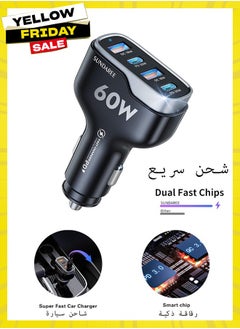 Buy Car Quick Charger 3.1, Fast Car Charger, 60W USB Car Charger Multiport USB C Charger Compatible with iPhone 15 Pro Max Plus/14/15 Samsung S23/S20 in UAE