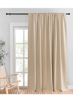 اشتري Room Divider Blackout Curtains Thermal Insulated Decor Rod Pocket Blackout Drapes for Bedroom Dining Studio Office Beige 200x270/200x240/200x200cm في الامارات