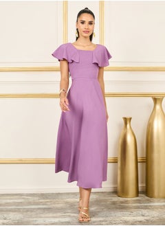 Buy Stitch Detail Frill Layer Detail A-line Maxi Dress in Saudi Arabia