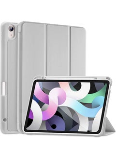 Buy Protective iPad 10th Gen 10.9 Case 2022, Slim Stand Smart Cover With Pencil Holder And Trifold Stand Light Grey in UAE