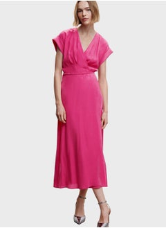 Buy Surplice Neck Tie Detail Dress in UAE