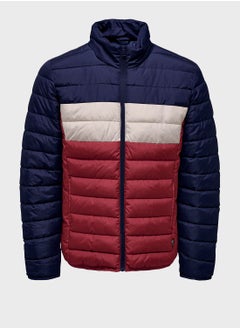 Buy Colour Block Quilted Puffer Jacket in Saudi Arabia