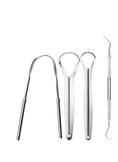 Buy Metal Oral Cleaning KitSet of 4 Tongue Cleaner ToothpicksProfessional Eliminate Bad Breath Help Your Oral Hygiene Tongue Scraping Cleaner Equipped with a Tooth Pick and an Ear Pick in Saudi Arabia