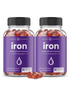 اشتري NutraChamps Iron Enhanced with Vitamin C Natural Fruit flavor 60 Gummies (Pack of 2) في الامارات