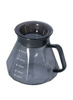 اشتري 600ml Coffee Kettle Heat Resistant Coffee Sharing Pot Transparent Black Glass V60 Coffee Glass Server 02 في السعودية