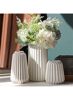 Buy White Ceramic Vase -Set of 3 Boho for Modern Home Decor,Nordic Minimalism Decor Office Entryway Living Room Centerpiece Table Decorations Vases in UAE