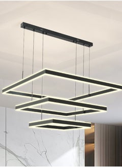 اشتري Modern LED Chandelier,Square Shape Dimmable Light Fixture,Black Acrylic Hanging Pendant Lighting LED Chandelier Lamp for Dining Room,Kitchen Room,Dining Table 260W,3000k-6000k في الامارات