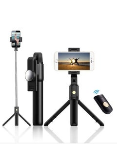 Buy Selfie Stick Tripod Bluetooth with Remote Control 3-in-1 Mini Expandable Selfie Pole, 360° Rotation Selfie Stick Compatible with Most iPhone Android Smartphones in UAE