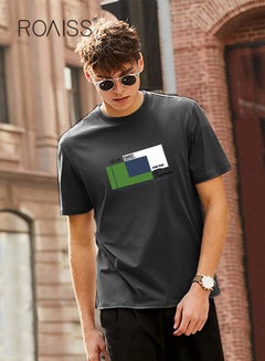 Buy Man's T-shirt Regular Fit Trendy All-Match Pattern Printing Short Sleeves in UAE