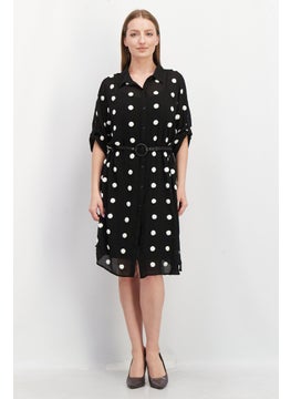 Buy Women Polka Dots Shirt Dress, Black/White in UAE