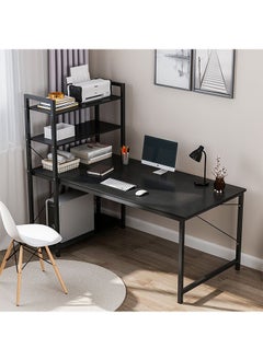 Buy Study Table With Storage Computer Desk Black 120 x 55 x 72cm in Saudi Arabia