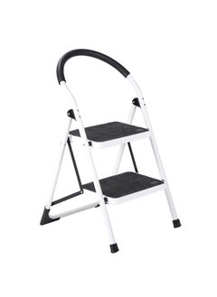 Buy Foldable ladder with non-slip armrests white/black 38 inches in UAE