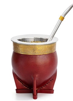 Buy Argentina Yerba Mate Cup With Straw Tea Gourd Mug One Bombilla Mate (Straw) a Cleaning Brush in UAE