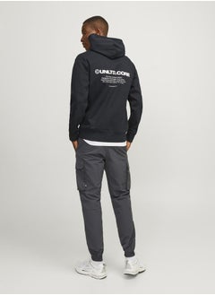 Buy Logo Print Hoodie with Front Pocket in Saudi Arabia