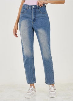 اشتري Mid Rise Ankle Length Mom Fit Jeans في السعودية