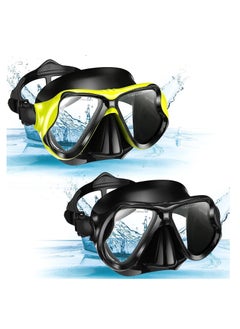 Buy 2 Pack Diving Mask Adult Swimming Snorkel Mask Clear View Swimming Goggles with Nose Cover Anti Fog Swim Mask Tempered Glass Snorkeling Goggles in UAE