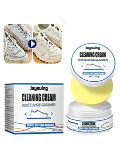 Buy Cleaning Cream White Shoe Cleaner，Sponge White Shoe Cleaner, Special Canvas White Sports Shoes Cleaner, Household Cleaner(100g) in Saudi Arabia