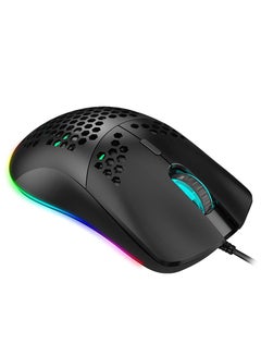 اشتري J900 Gaming Mouse, Lightweight Honeycomb Wired Mouse with 6-Level Adjustable DPI & RGB Breathing Light for Desktop Laptop (Black) في الامارات