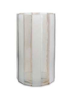 اشتري Glaze Candle Holder, White & Gold - 15.3x28 cm في الامارات