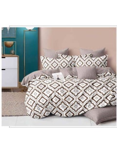 Buy Comforters 6pcs Vintage Quilted Bedding Set, Includes 1 fixed Quilt, 1 Fitted Sheet, And 4 Pillowcases,  Floral Design in UAE