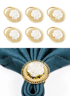 اشتري Set of 6 Gold Flower Circle Napkin Ring في السعودية