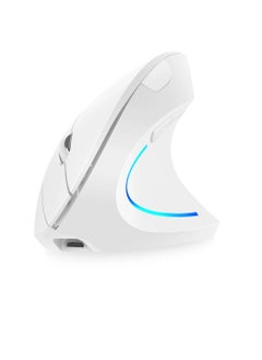 Buy Wireless Vertical Mouse, Rechargeable Upright Ergonomic Mouse, Dual Mode Vertical Mouse With 3 Adjustable Dpi Levels, RGB Flowing Light Plug N Play Mouse For Laptop, Desktop, Pc, (White) in UAE