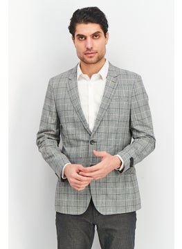 Buy Men Slim Fit Windowpane Blazer, Opal Grey in UAE