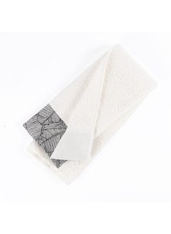 Buy Leaf Hand Towel, Ivory & Black - 500 GSM, 80x50 cm in UAE